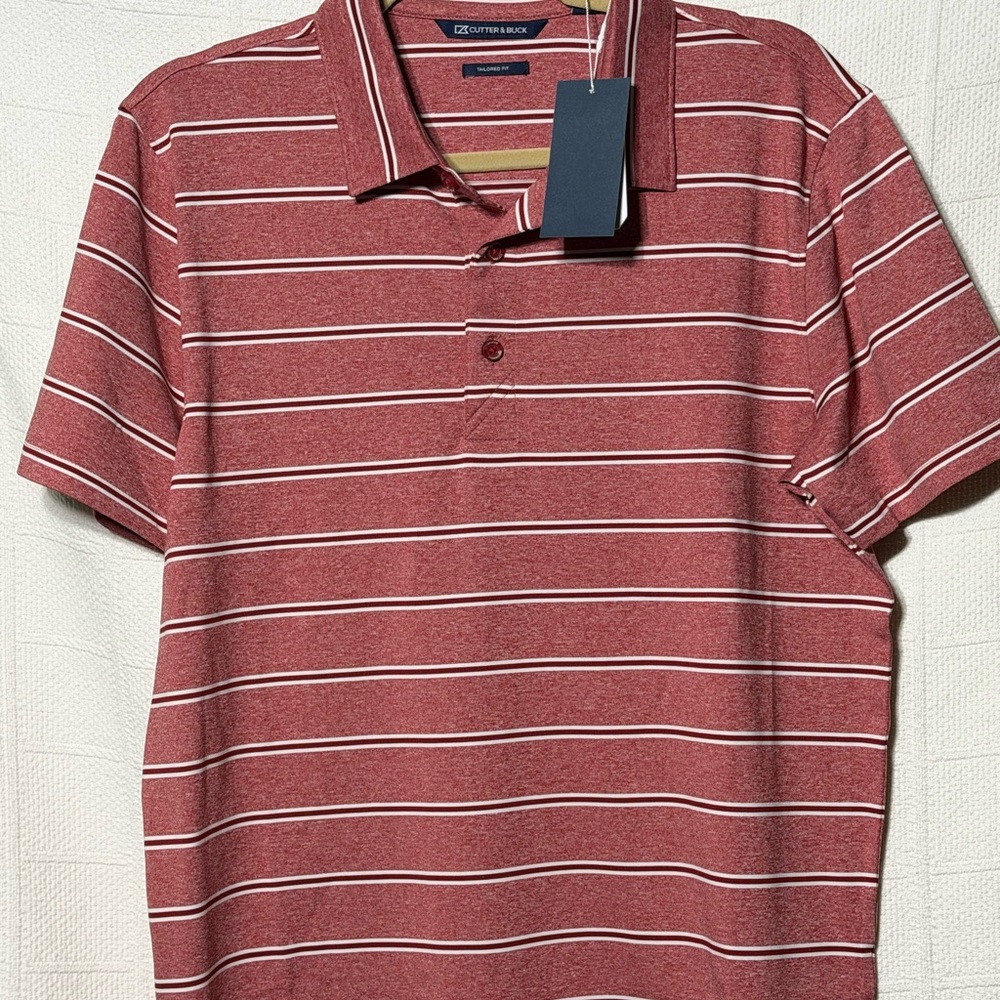 Cutter & Buck Red Striped Polo Shirt